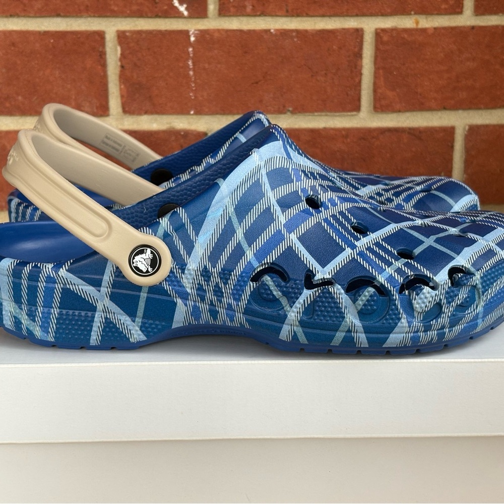Crocs Baya Holiday Plaid Clog Blue Size 12 Mens Clogs Slides Slip On Shoes